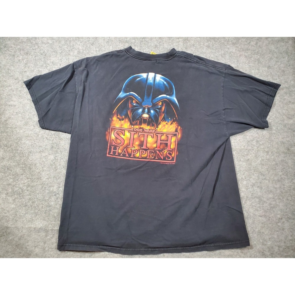 Vintage Big Dogs Shirt Mens 2XL Black Dog Star Wars Sith Happens Darth Vader